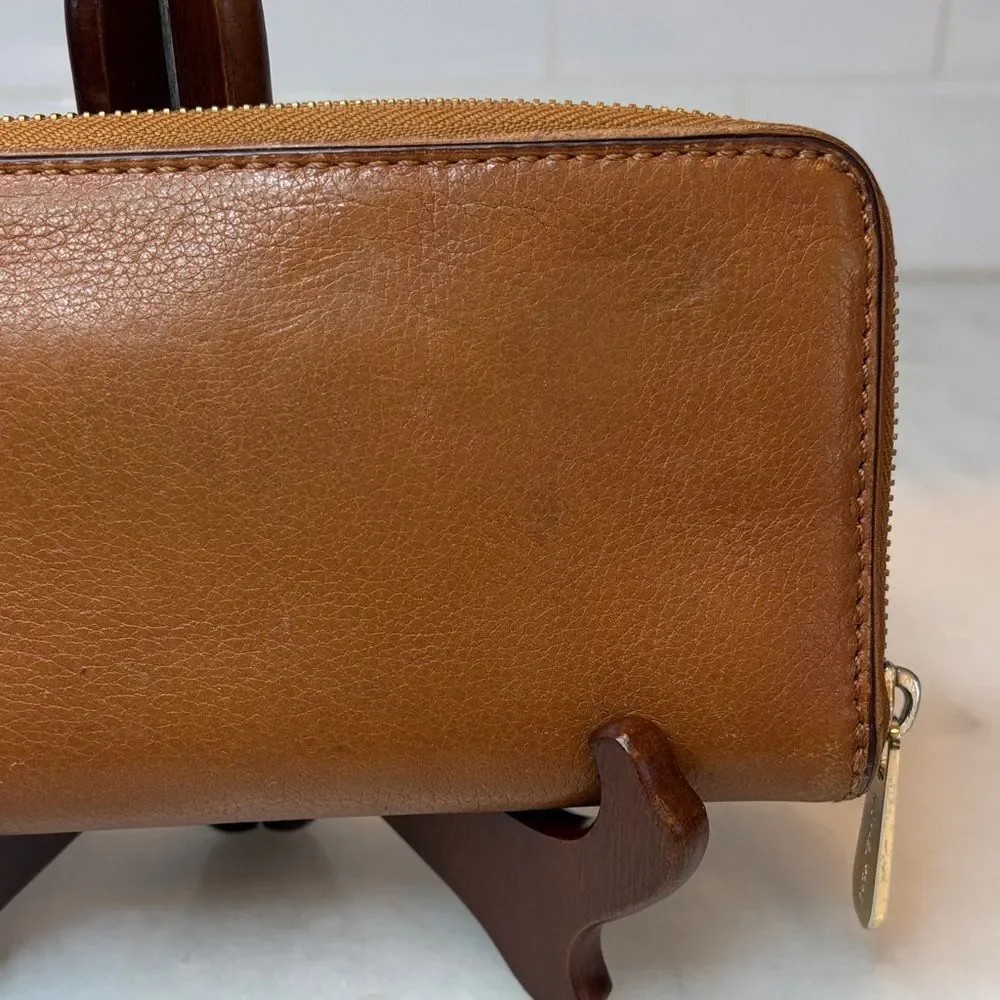 Michael Kors Wallet Jet Set Travel Continental Full Zip Brown Leather